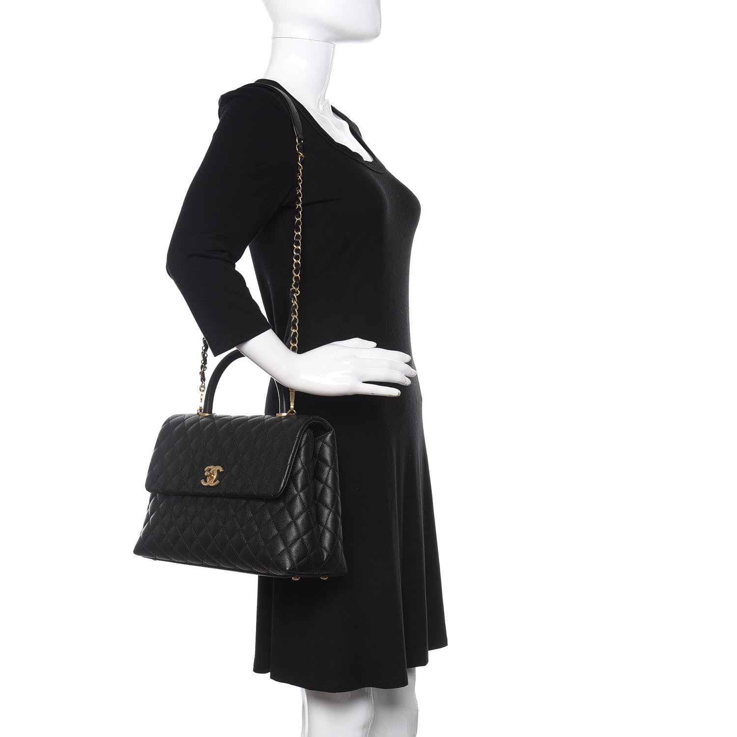 Chanel Caviar Quilted Medium Coco Handle Flap Black 2 of 10