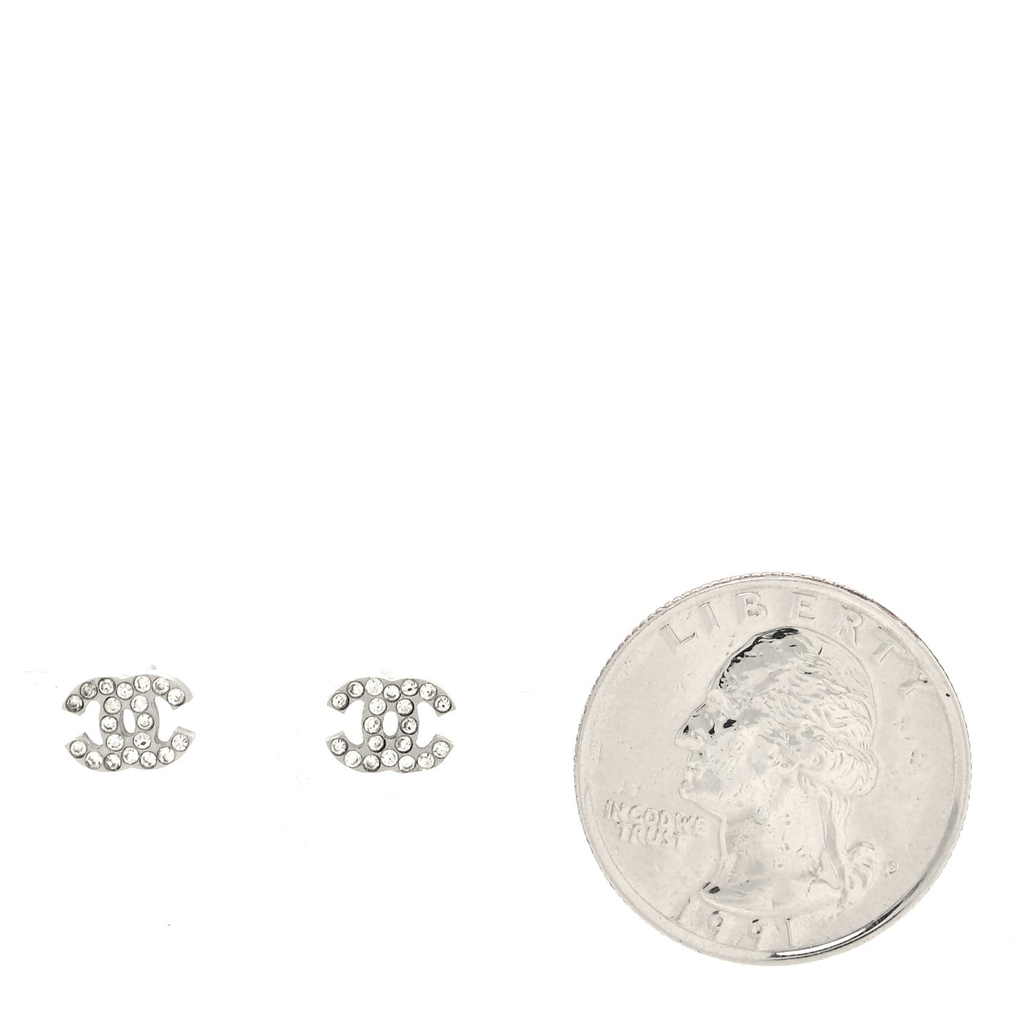 Crystal Mini CC Earrings Silver