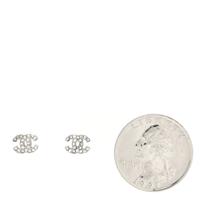 Chanel Crystal Mini CC Earrings Silver 2 of 4