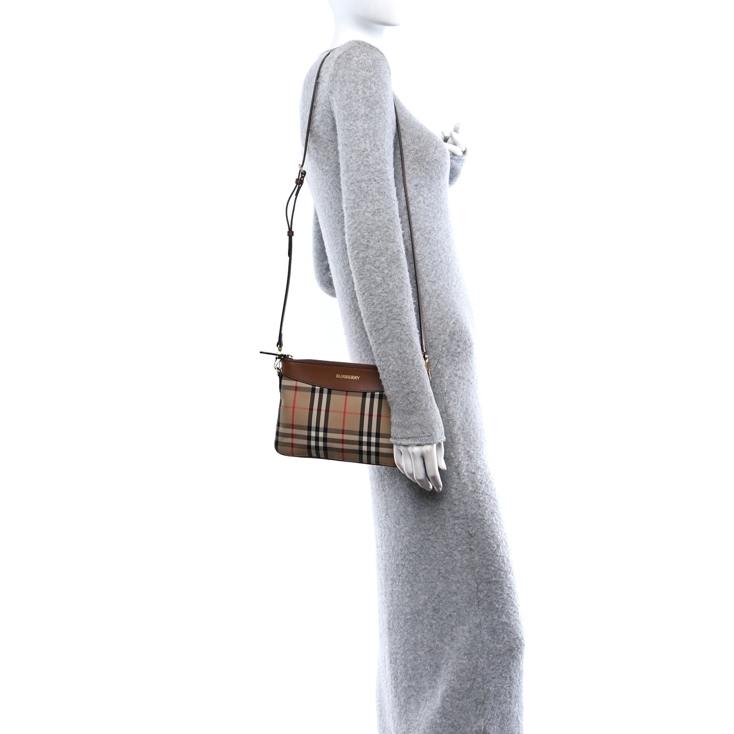 Horseferry Check Peyton Crossbody Clutch Bag Malt Brown