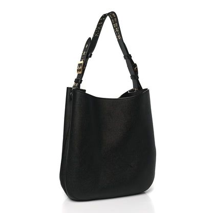 Burberry Soft Grainy Calfskin Small Studded Elmstone Hobo Black 3 of 8