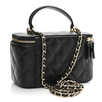Chanel Lambskin Quilted Small Top Handle Vanity Case With Chain Black 3 of 12
