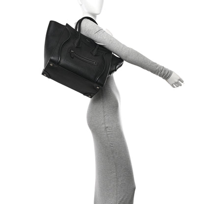 Celine Drummed Calfskin Mini Luggage Black 3 of 11