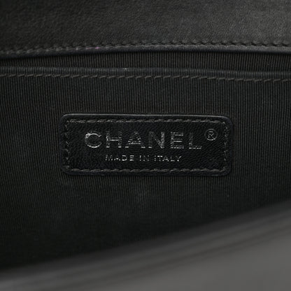 Chanel Calfskin Pleated Small Boy In Rome Flap Black White 7 of 15