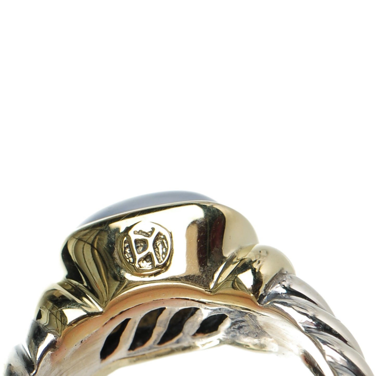 Sterling Silver 14K Yellow Gold Chalcedony 10mm Noblesse Ring 54 7