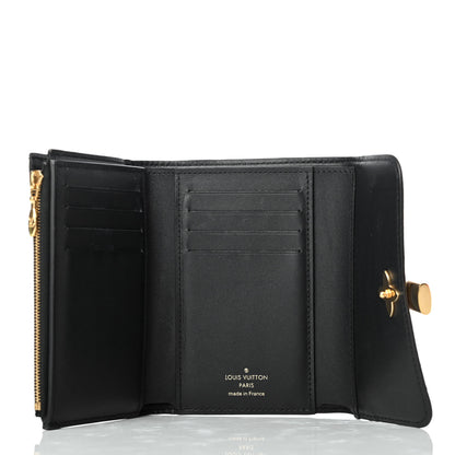 Louis Vuitton Monogram Flower Lock Compact Wallet Black 5 of 7