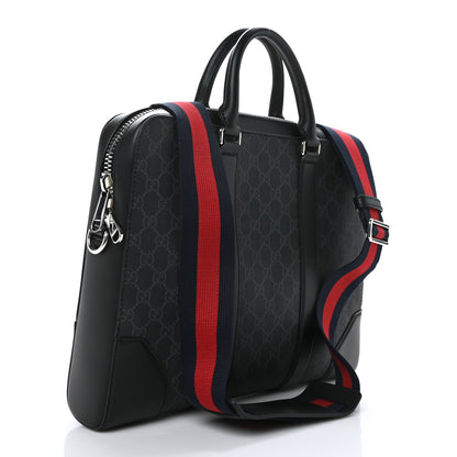 Gucci GG Supreme Monogram Appia Calfskin Web Briefcase Black 3 of 8