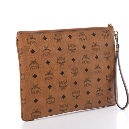 MCM Visetos Patchwork Wristlet Zip Pouch Cognac 2 of 7