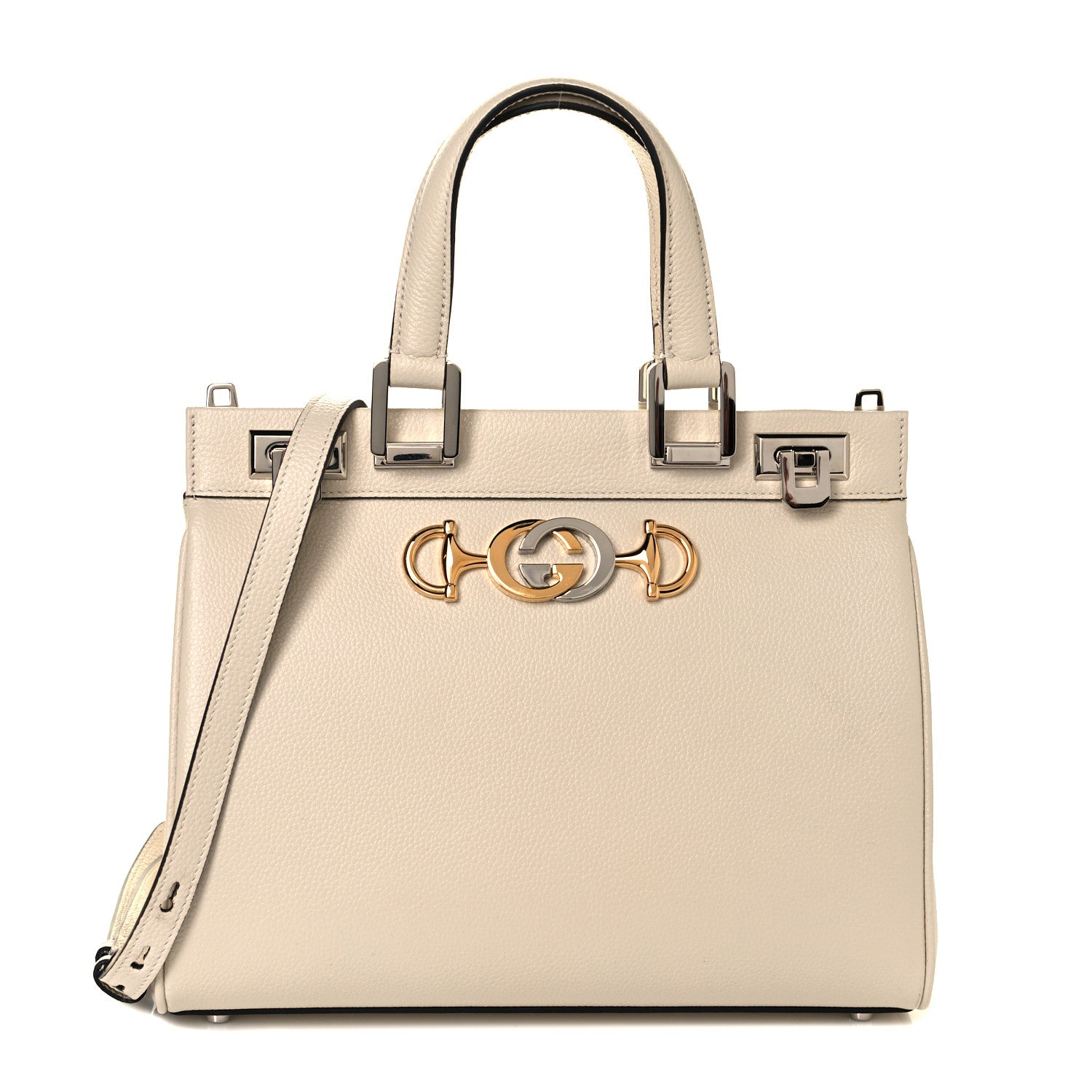 Gucci Grainy Calfskin Small Zumi Top Handle Bag Mystic White 1 of 11