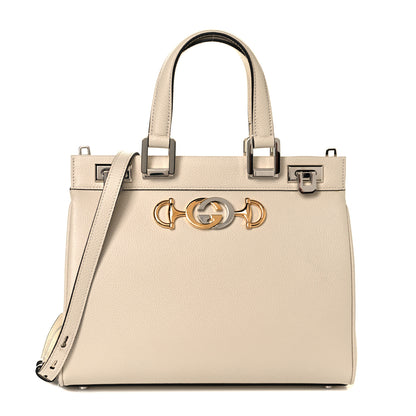 Gucci Grainy Calfskin Small Zumi Top Handle Bag Mystic White 1 of 11
