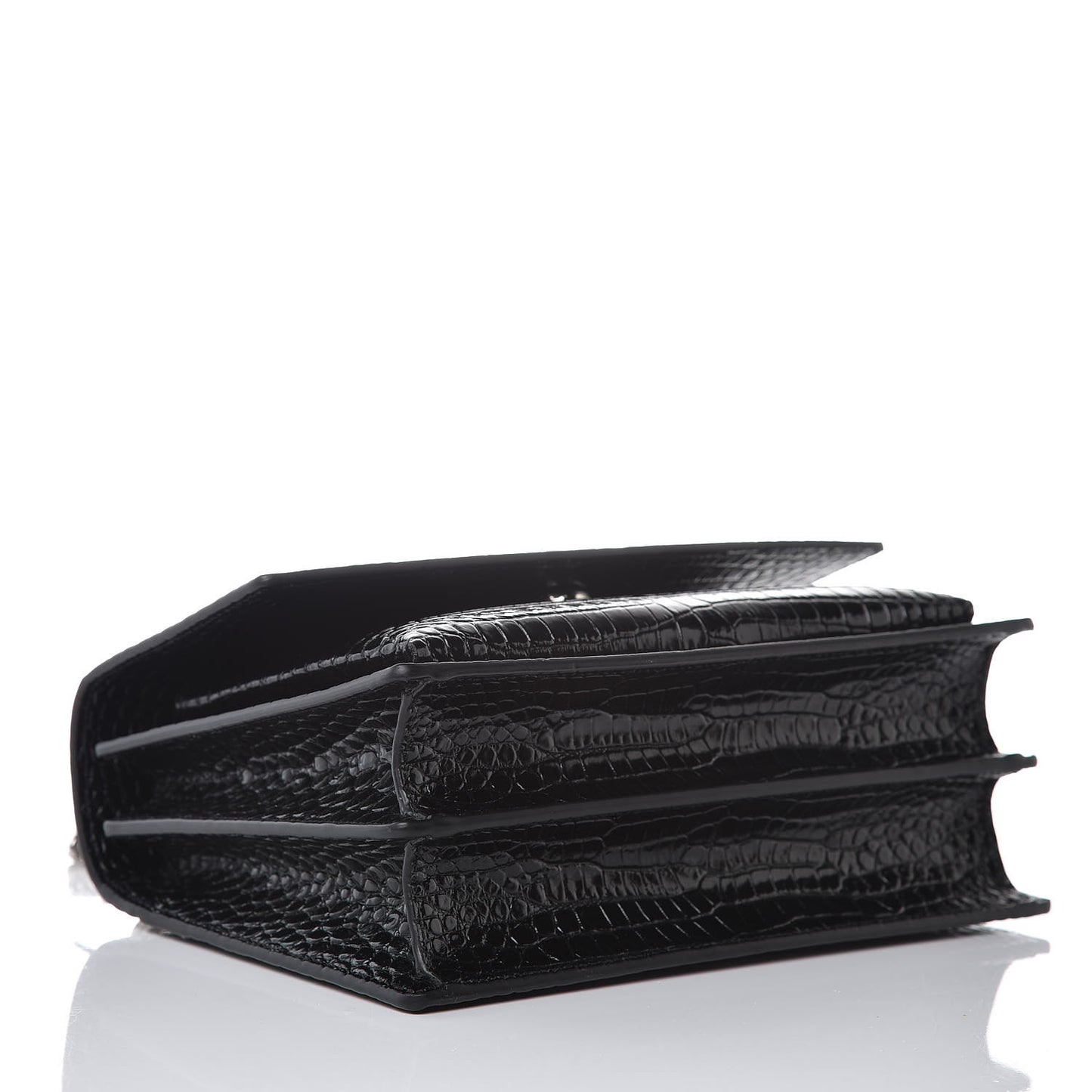 Calfskin Crocodile Embossed Medium Monogram Sunset Black