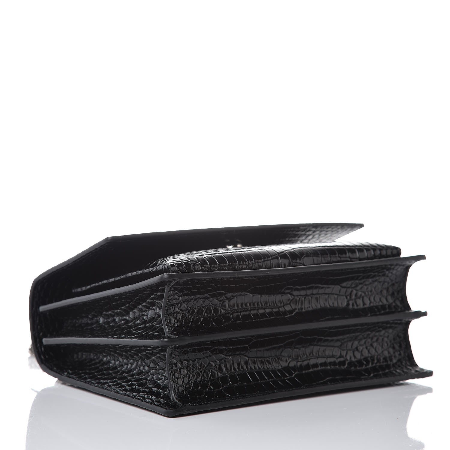 Saint Laurent Calfskin Crocodile Embossed Medium Monogram Sunset Black 4 of 7
