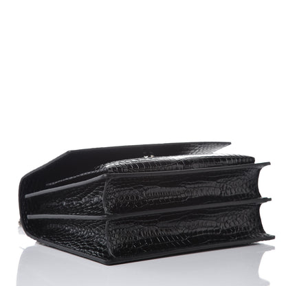Saint Laurent Calfskin Crocodile Embossed Medium Monogram Sunset Black 4 of 7