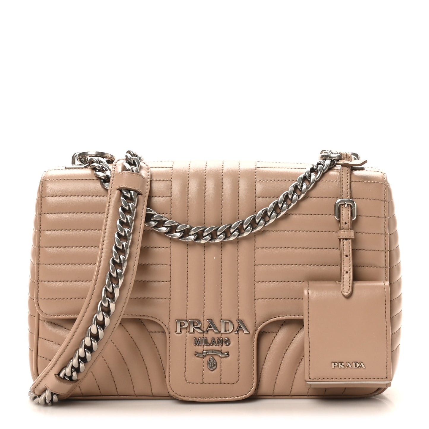 Soft Calfskin Impunture Diagramme Large Chain Flap Shoulder Bag Cipria