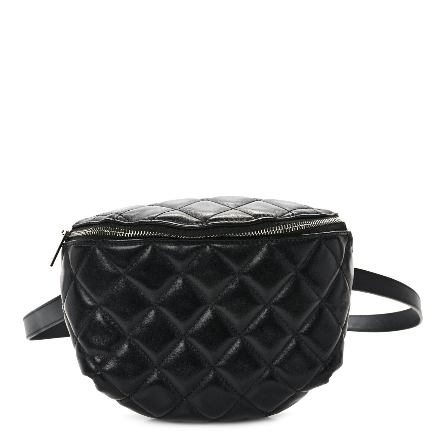 Lambskin Quilted Waist Belt Bag Black