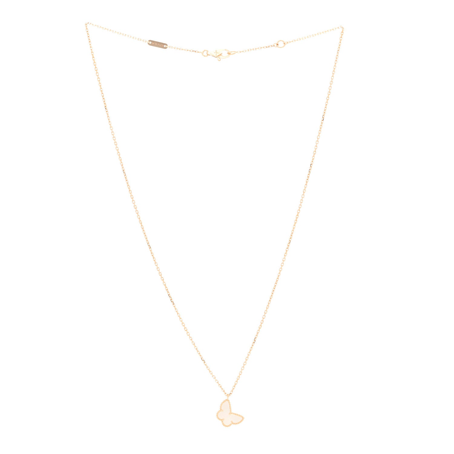 Van Cleef & Arpels 18K Yellow Gold Mother of Pearl Sweet Alhambra Butterfly Pendant Necklace 3 of 6