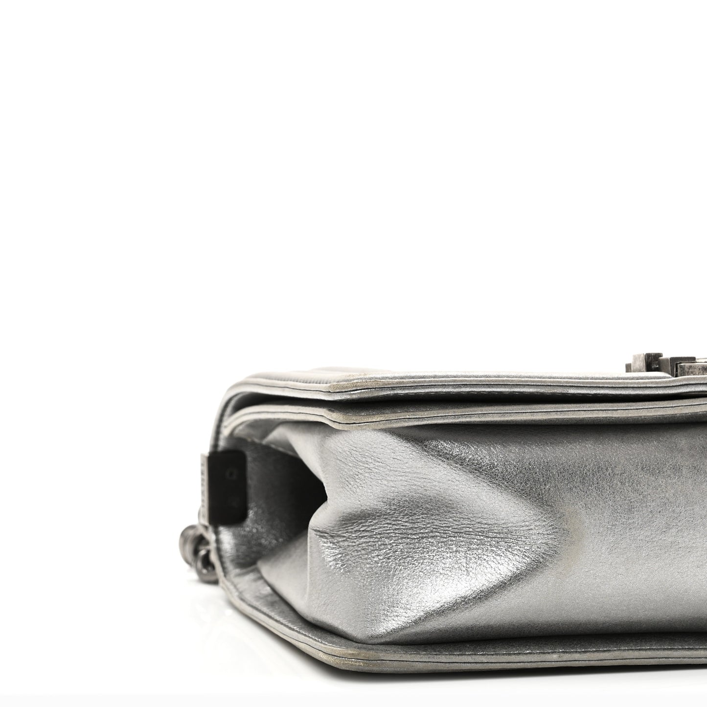 Metallic Lambskin Quilted Medium Boy Flap Silver