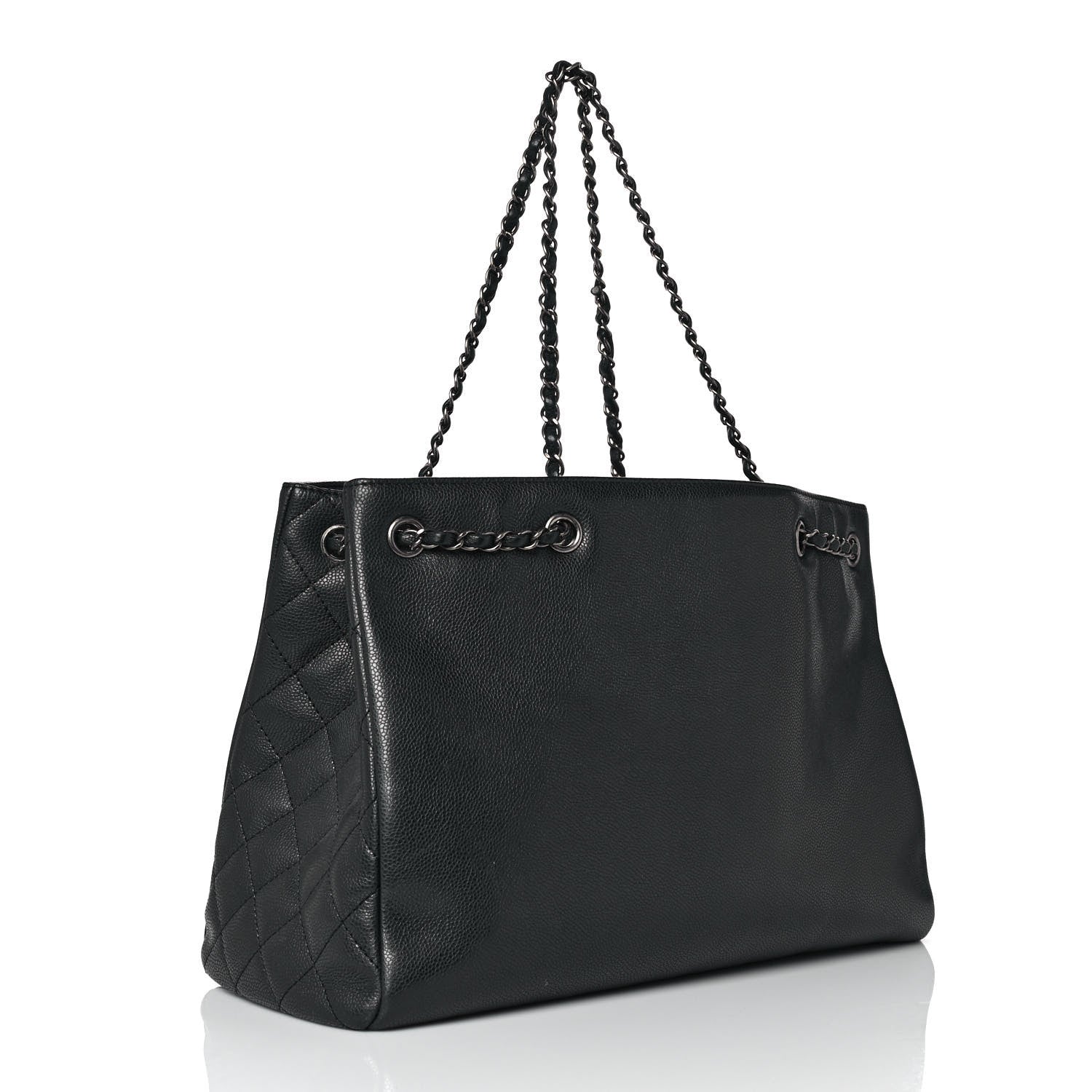 Chanel Calfskin Woven Chain Large Shopping Bag Black 3 of 9