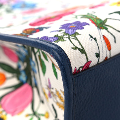 Gucci Canvas Large Flora Tote Navy Multicolor 10 of 12