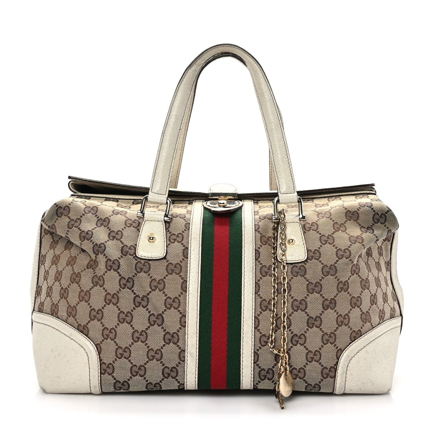 Monogram Web Large Treasure Boston Tote Beige