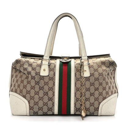 Gucci Monogram Web Large Treasure Boston Tote Beige 1 of 14