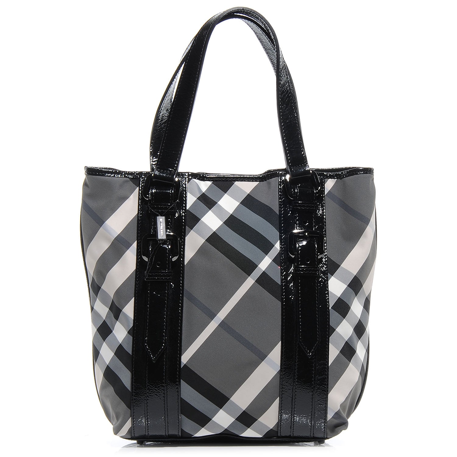 Burberry Patent Trim Smoked Check Tote Black 1 of 8