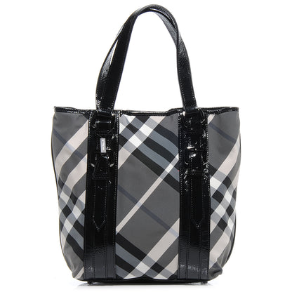 Burberry Patent Trim Smoked Check Tote Black 1 of 8