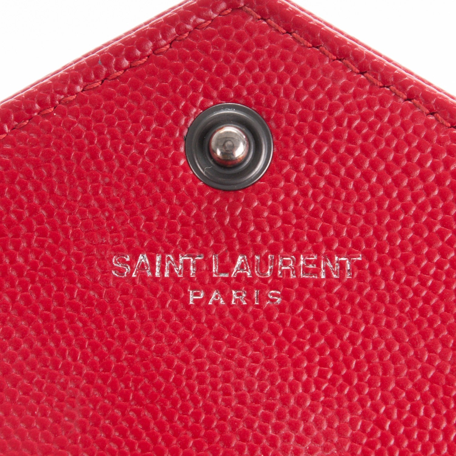 Saint Laurent Grain De Poudre Matelasse Chevron Monogram Envelope Chain Wallet New Red 6 of 8