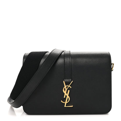 Saint Laurent Textured Calfskin Medium Classic Monogram Universite Bag Black 1 of 9