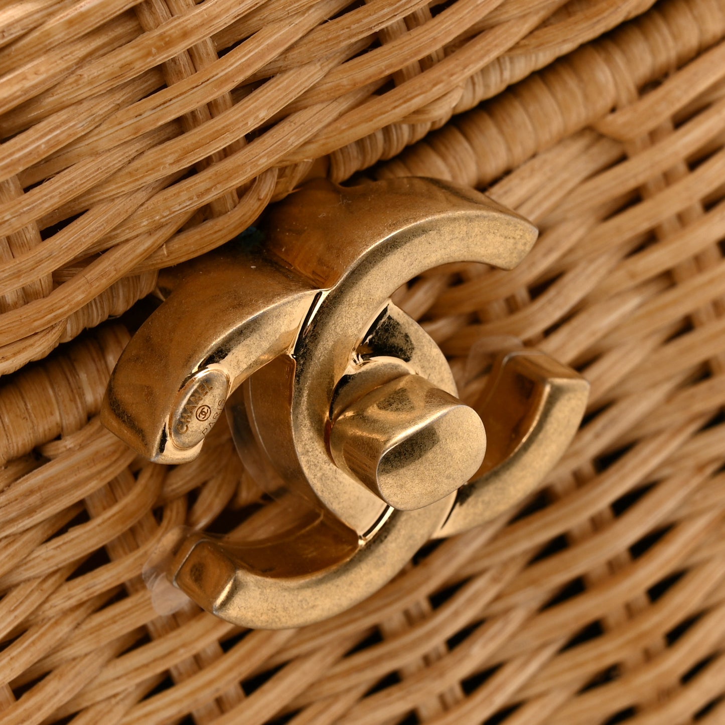 Braided Rattan Top Handle Vanity Case Beige Beige