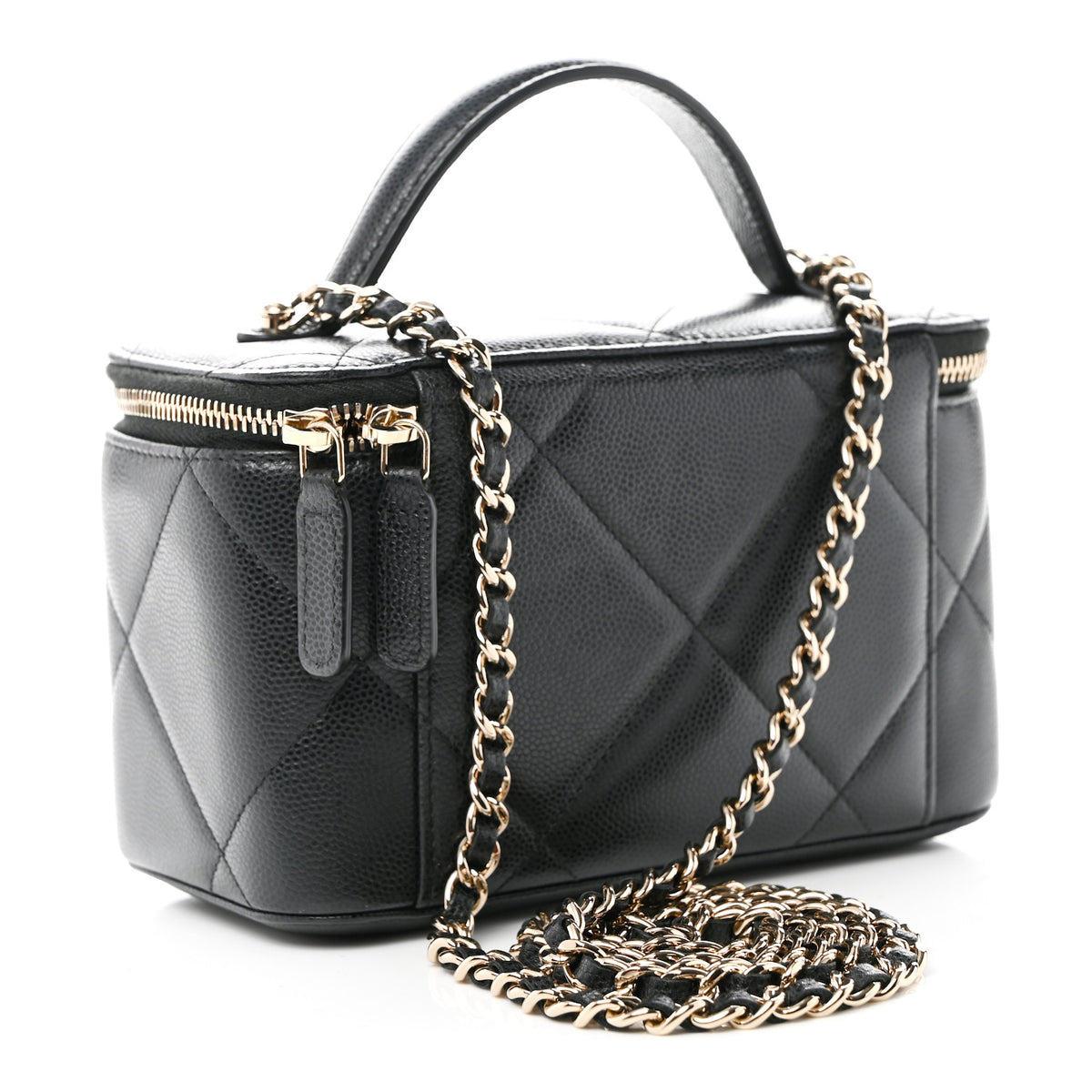 Chanel Caviar Quilted Top Handle Long Vanity Black 3 of 10