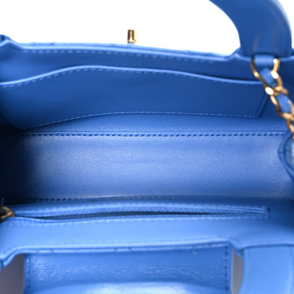 Chanel Shiny Aged Calfskin Quilted Nano Kelly Shopper Blue 5 of 10