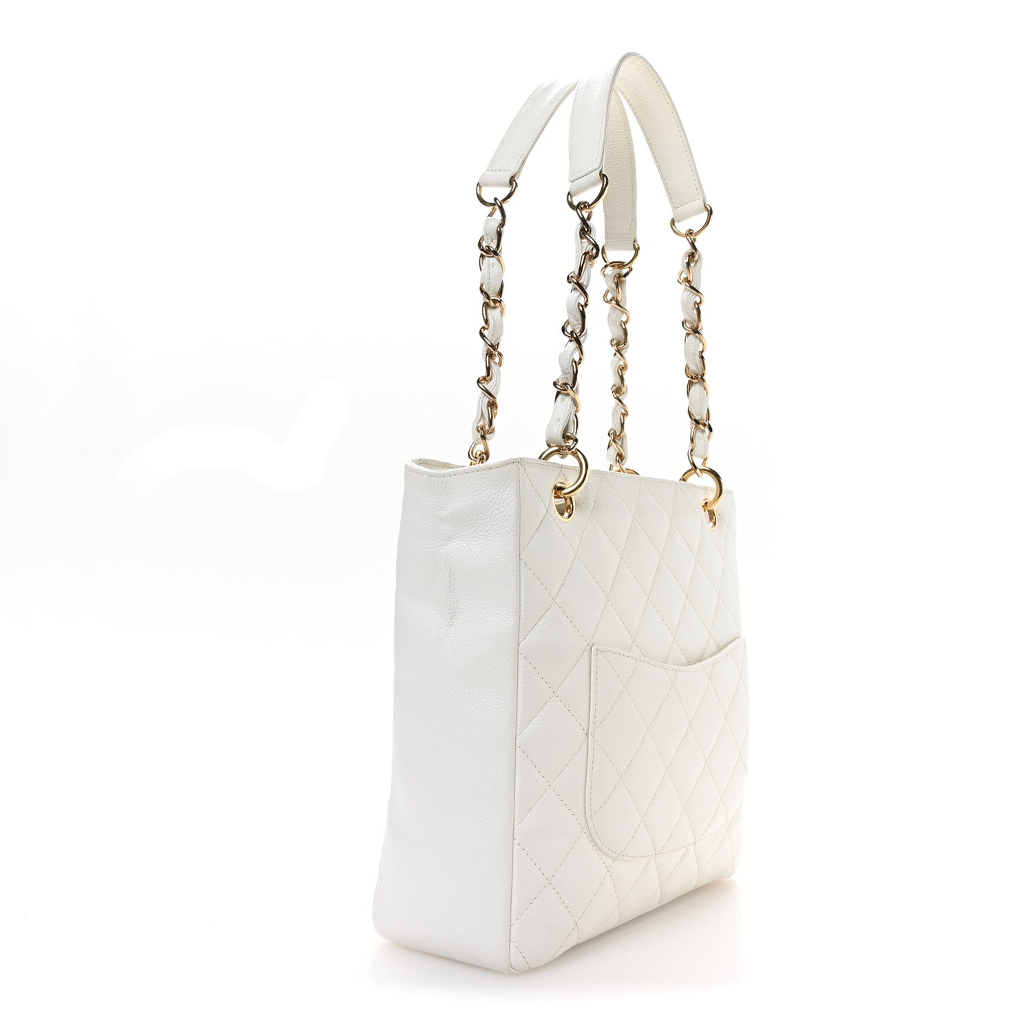 Chanel Caviar Quilted Petit Shopping Tote PST White 3 of 10