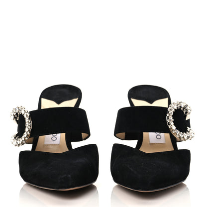Jimmy Choo Suede Crystal Marta 90 Mules 38 Black 2 of 9