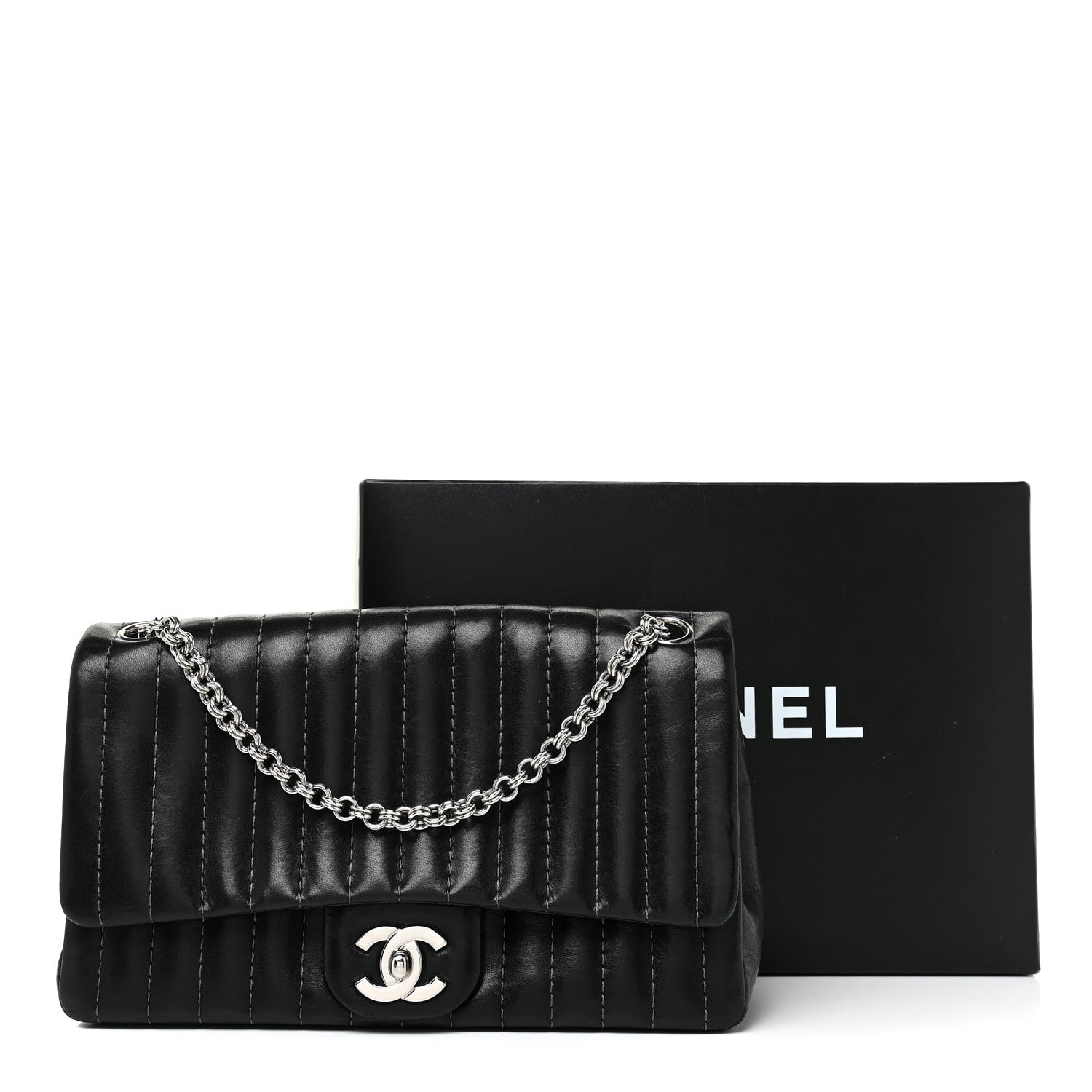Chanel Lambskin Vertical Quilted Medium Single Flap Black 23 of 23