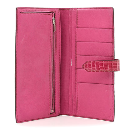 Hermes Shiny Alligator Bearn Wallet Rose Scheherazade 5 of 16
