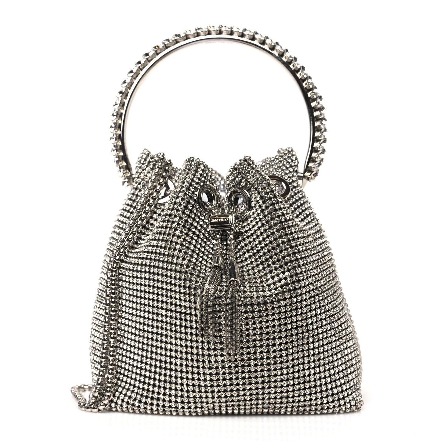 Satin Crystal Embellished Bon Bon Bag Silver
