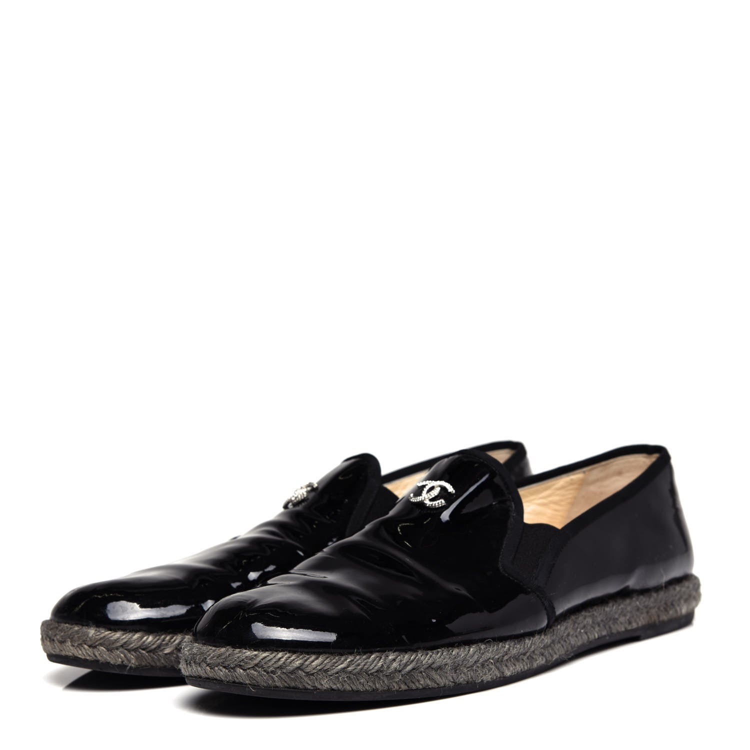 Chanel Patent Calfskin CC Mocassin Loafer Espadrilles 40.5 Black 3 of 10