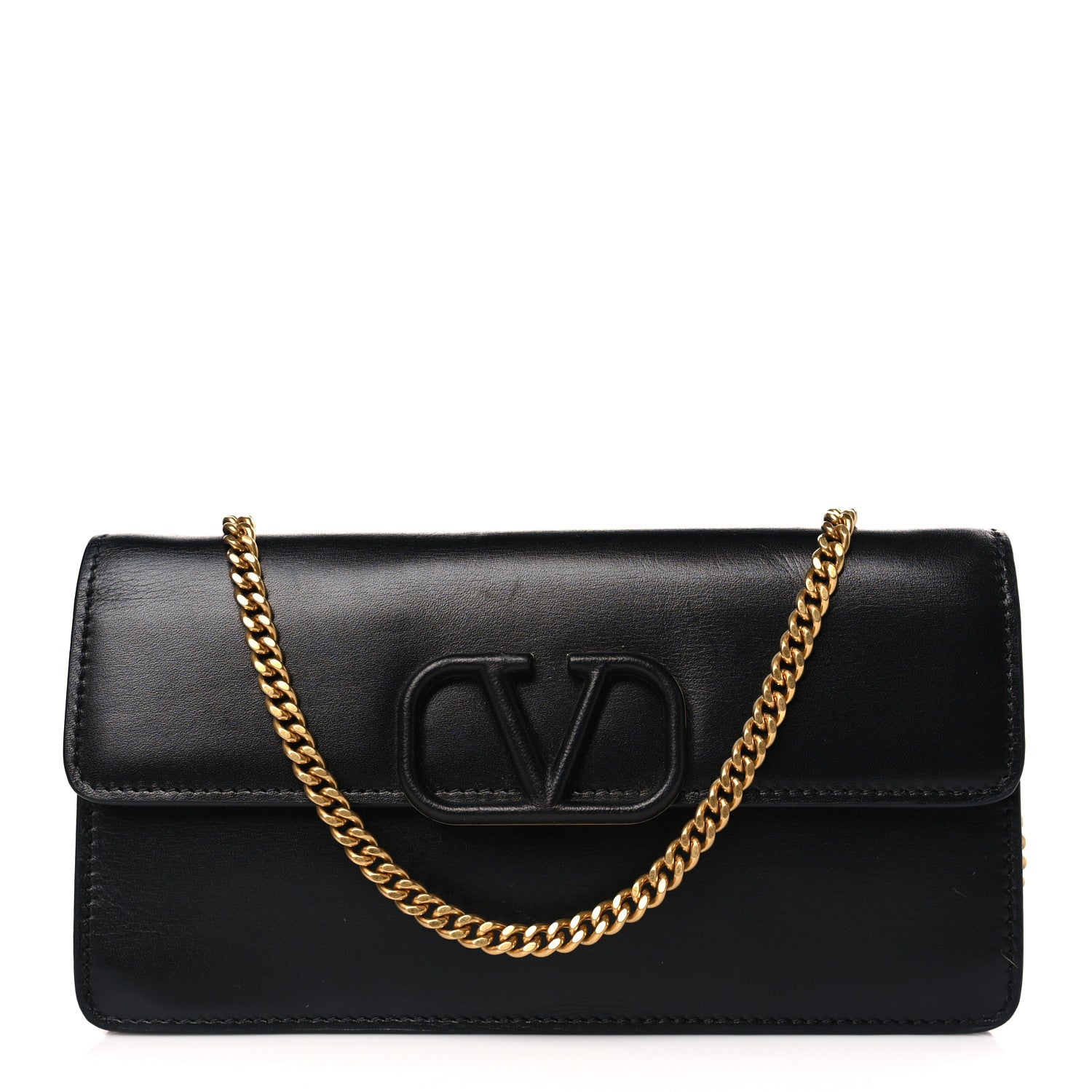 Valentino Garavani Calfskin VSling Wallet On Chain Black 1 of 8