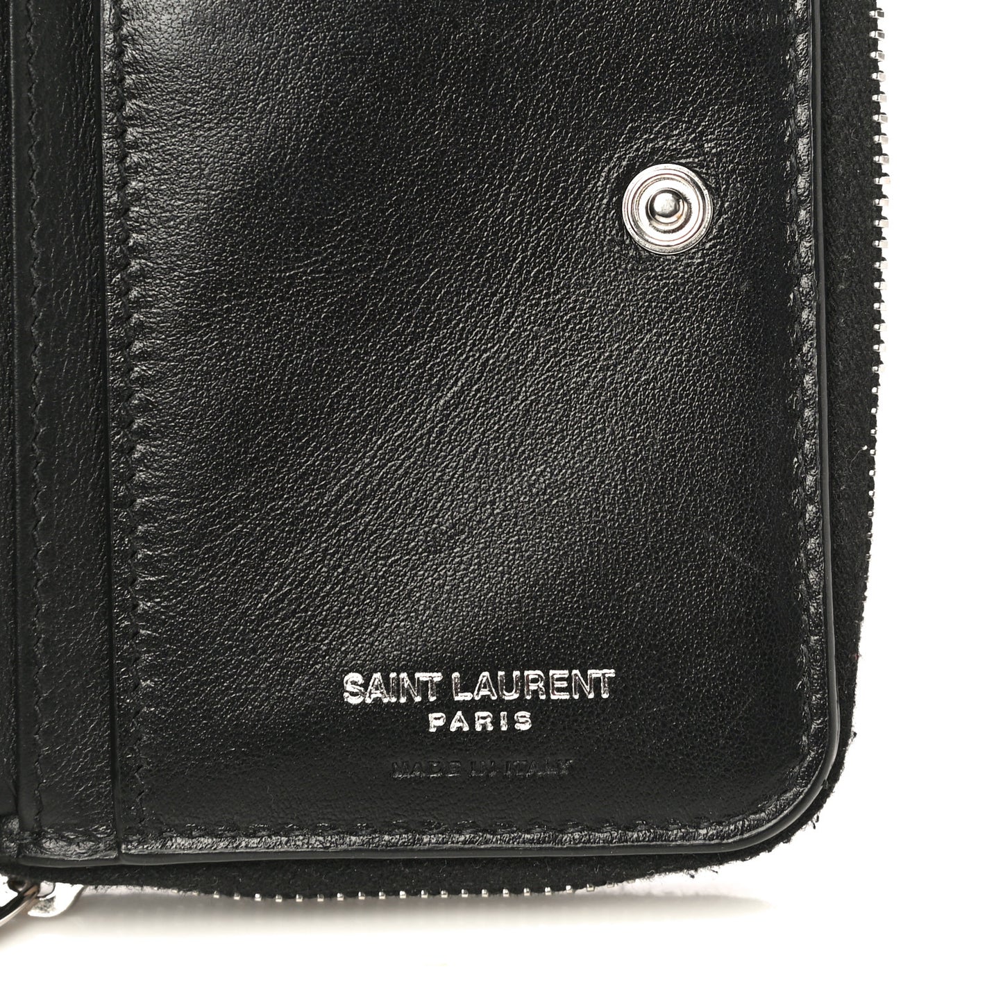 Calfskin Crocodile Embossed Monogram Compact Wallet Black