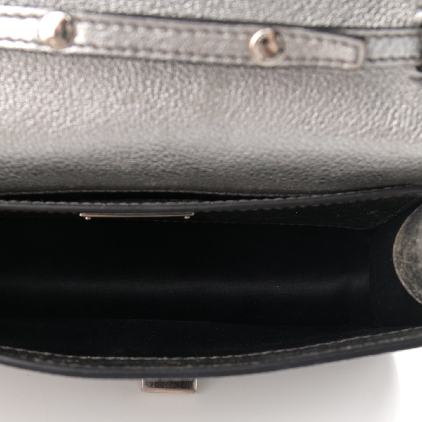 Metallic Goatskin Madras Crystal Embellished Shoulder Bag Cromo