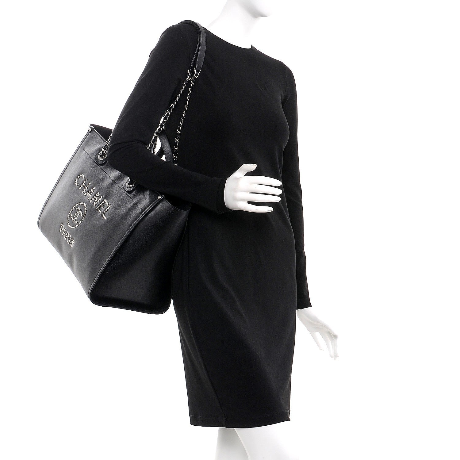 Chanel Caviar Medium Studded Deauville Tote Black 2 of 7