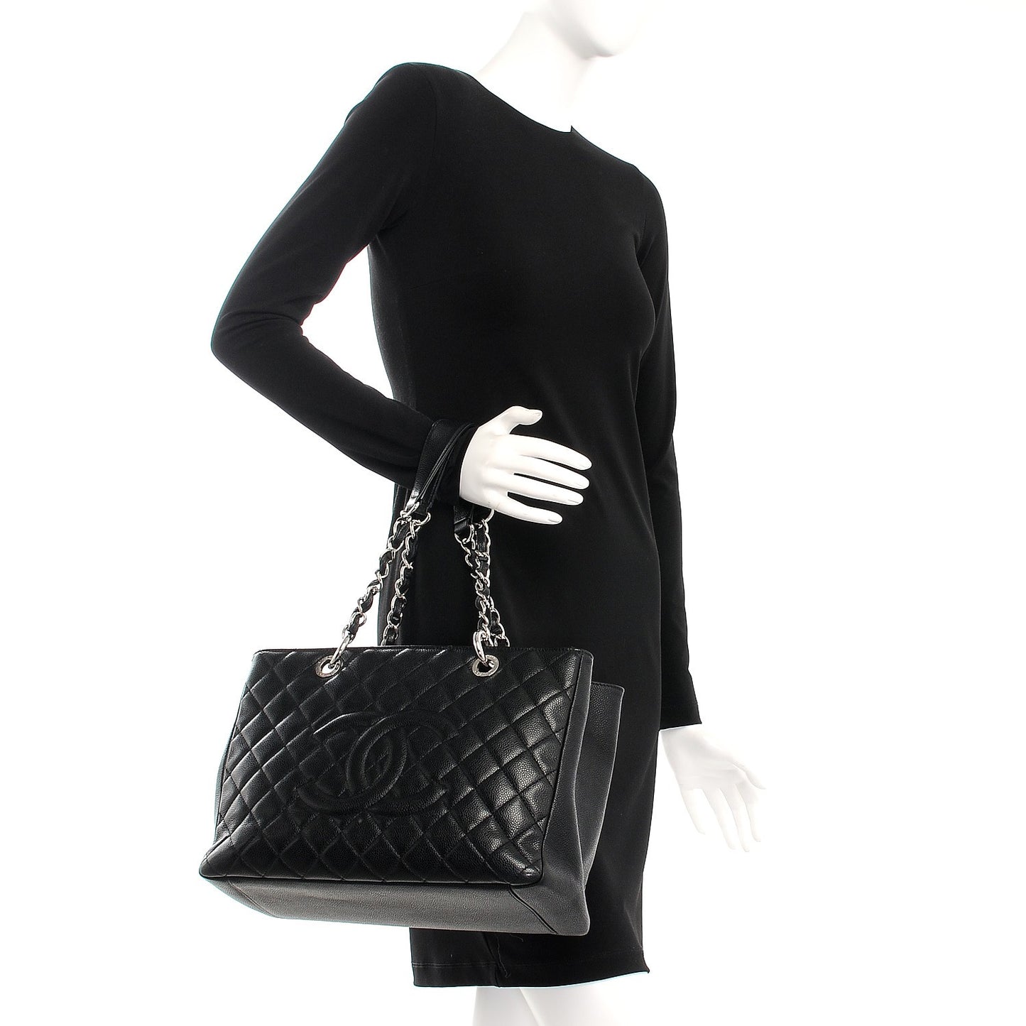 Caviar Quilted Grand Shopping Tote GST Black