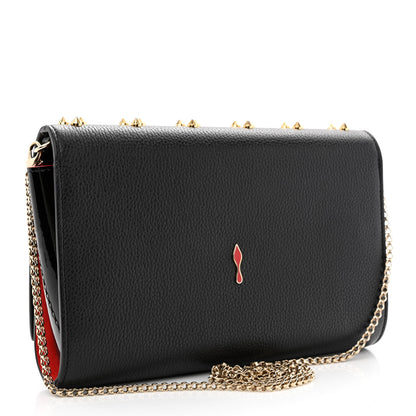 Christian Louboutin Grained Calfskin Spikes Loubinthesky Paloma Wallet On Chain Black Multimetal 3 of 11