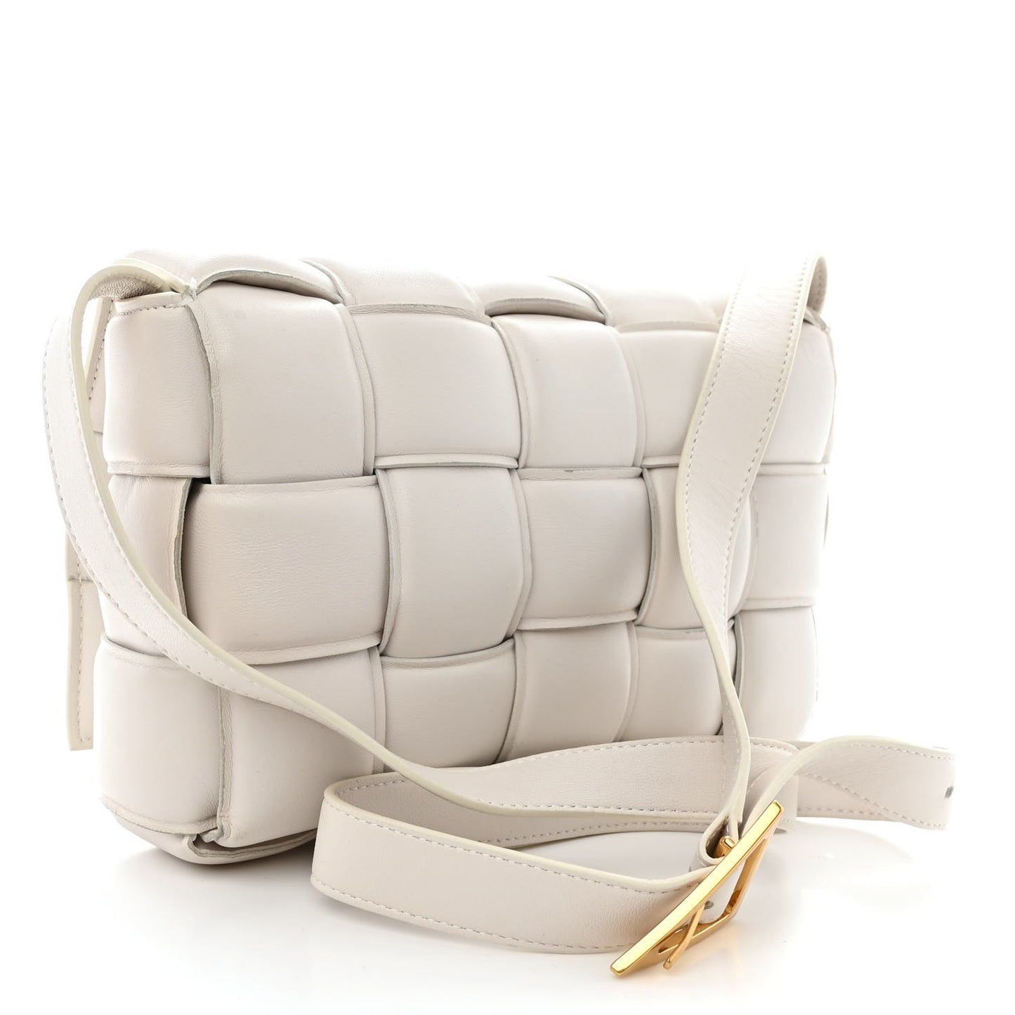 Nappa Maxi Intreccio Padded Cassette Crossbody Bag Chalk