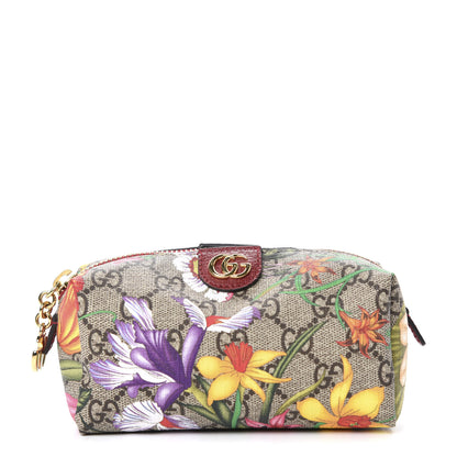 Gucci Soft GG Supreme Monogram Flora Calfskin Small Ophidia Cosmetic Case Beige Ebony Multicolor Rosso 1 of 8