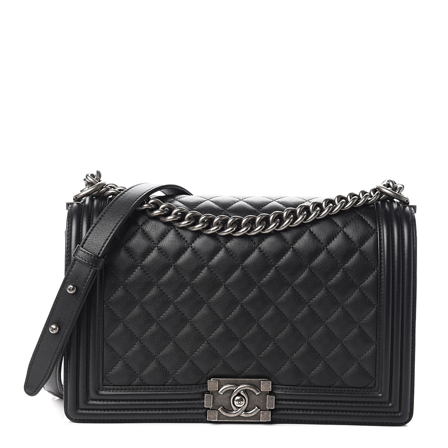 Calfskin Quilted New Medium Boy Flap Black