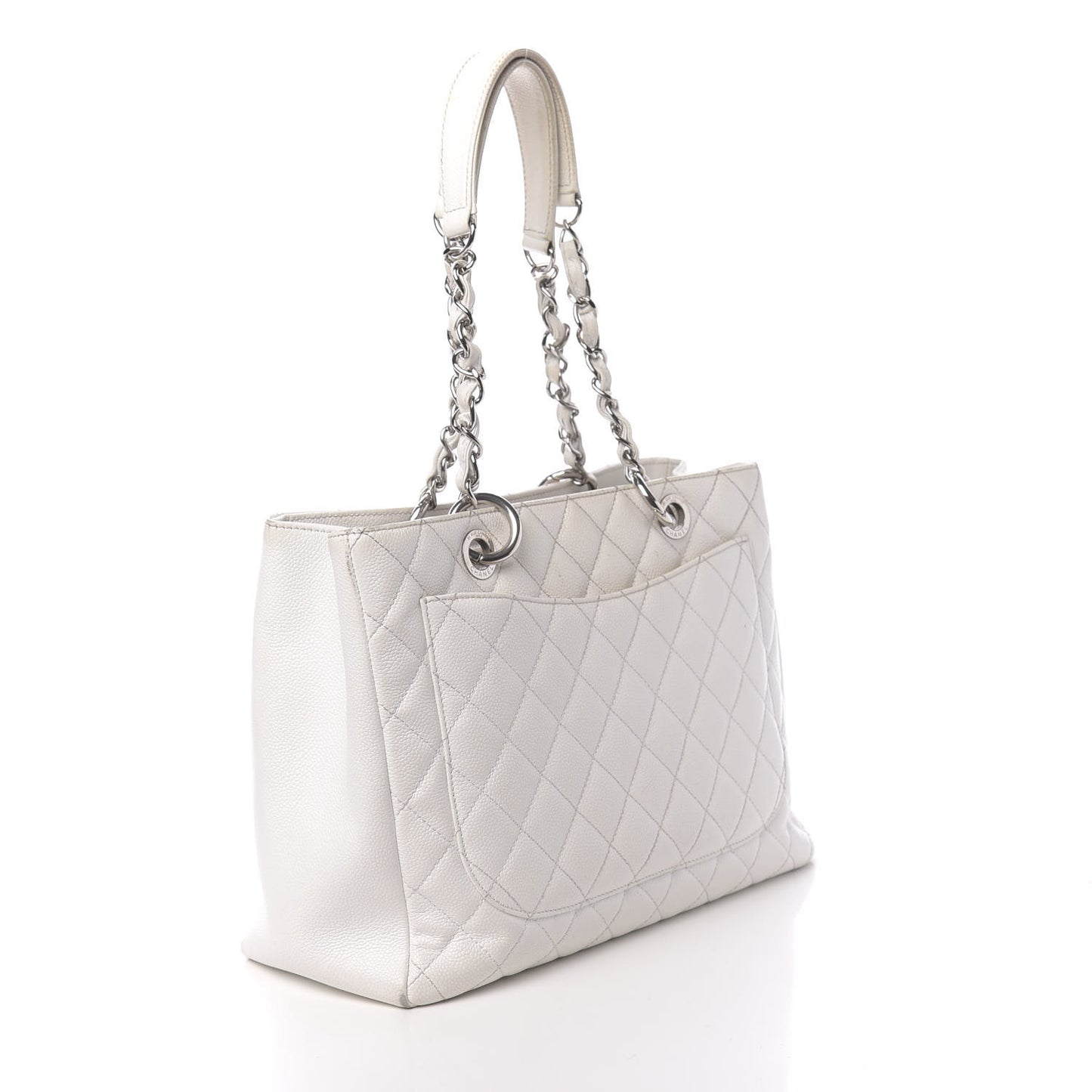 Caviar Quilted Grand Shopping Tote GST White