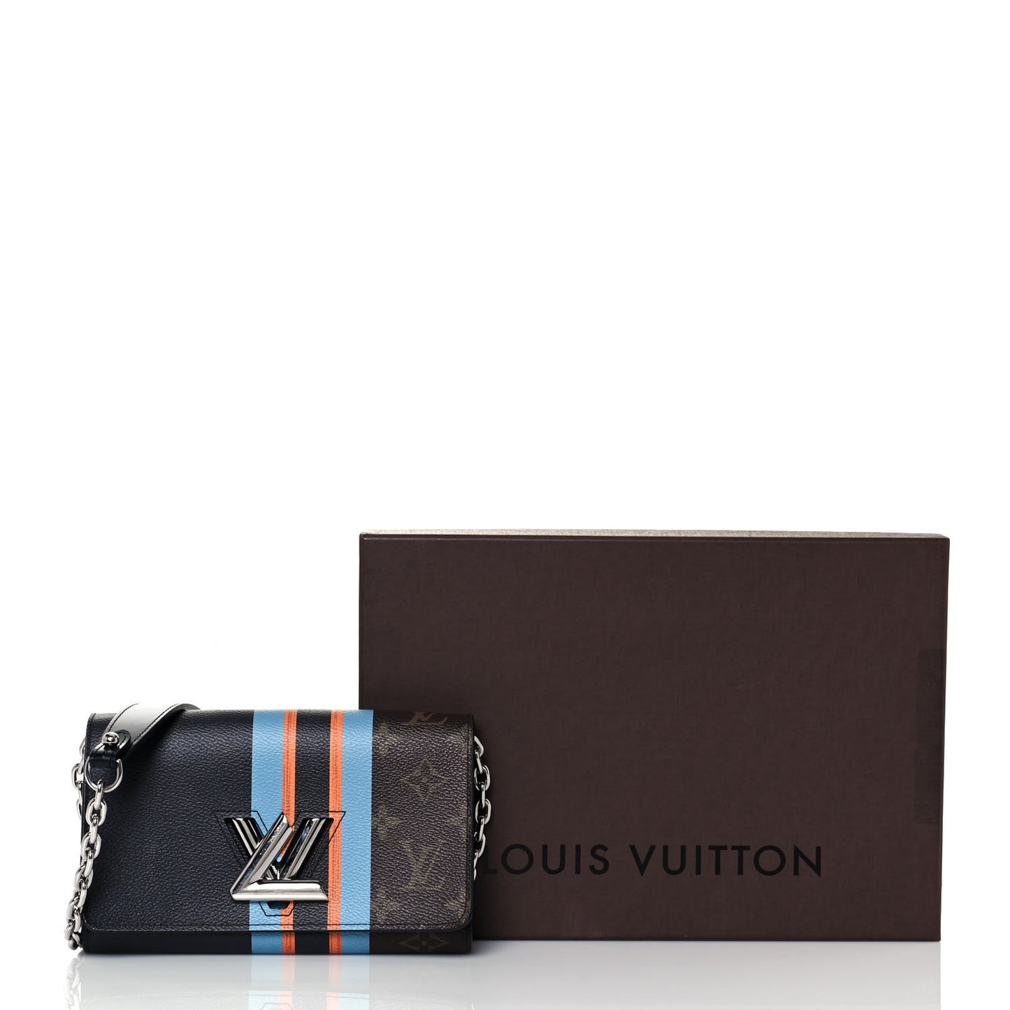 Monogram Stripe Twist Chain Wallet