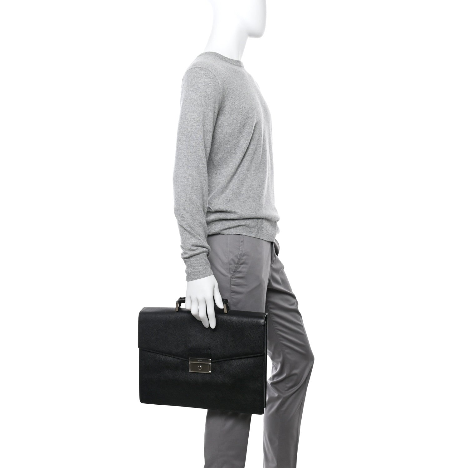 Prada Saffiano Briefcase Black 2 of 11